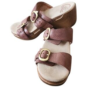 Dansko Sophie Leather Sandal Womens 7.5-8 EU 38 Brown Strappy Boho Hippie Preppy